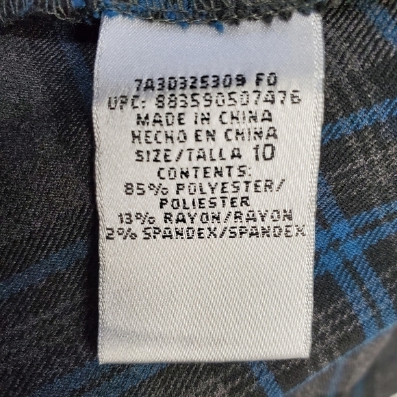 Harve Bernard Dark Grey Blue Plaid Lace Shirt 10 - Picture 8 of 9